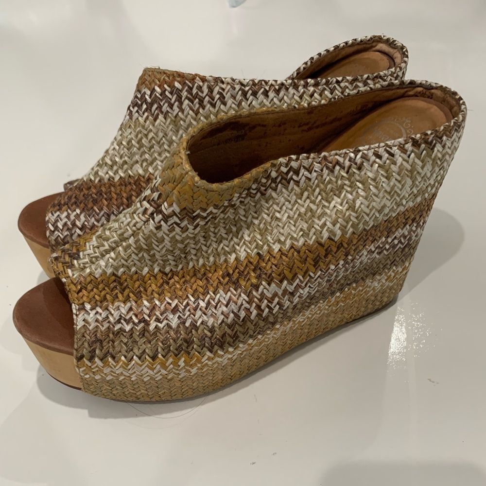 Jeffrey Campbell Virgo Wedge sandal neutral woven women’s size 9 - Picture 3 of 7